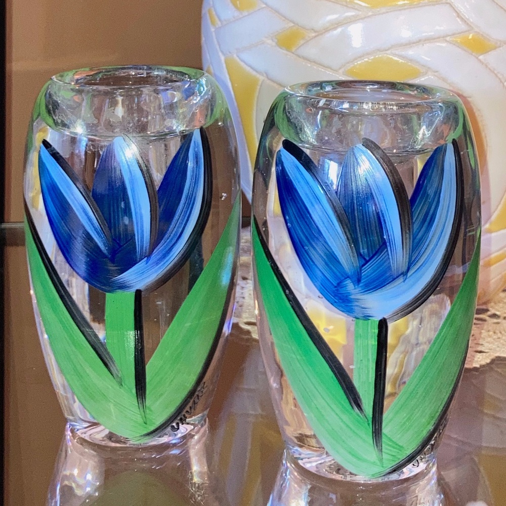 SOLD! Kosta Boda "Tulipa" Candlestick Holders